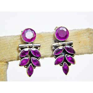 Pendientes Elegantes de Plata de Ley 925 con Rubí Natural, Joyería Ligera para Boda con Modelo Dorado E0435-GS - Product Image 4