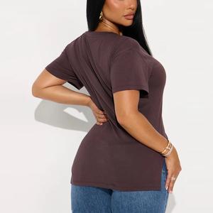 Nouveau T-shirt en coton pour femmes, T-shirt décontracté à manches courtes, doux, respirant, léger, haut d'été confortable, à porter tous les jours, tendance - Product Image 2