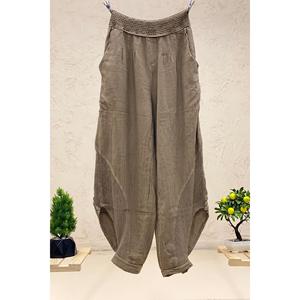 Paça Düğmeli Fileli Keten Şalvar Pantolon - Product Image 1