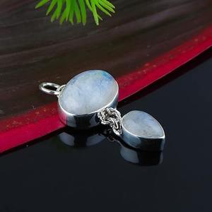 925 เงินสเตอร์ลิงมูนสโตนรูปไข่สีฟ้าสร้อยคออัญมณีที่สมบูรณ์แบบงานแต่งงานของขวัญสําหรับความรัก 925 ประทับตราเครื่องประดับ - Product Image 5