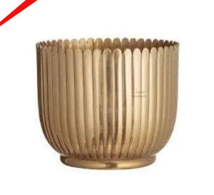 Maceta de aspecto martillado de acero inoxidable con acabado dorado de aspecto único para restaurante y bar de hotel - Product Image 4