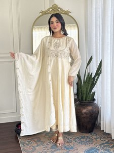 Meilleur Vichitra Silk Anarkali Suit avec pantalon brodé Dupatta Designer Outfit pour la fête World Wide Exported Hot Selling Indian - Product Image 3