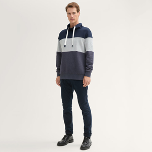 Sudaderas con capucha de invierno holgadas para hombre hechas a medida al por mayor 100% algodón Patchwork Streetwear cuello con capucha patrón sólido diseño Casual - Product Image 3