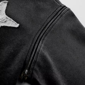 2024 venta completa suéter bordado desgastado sin dobladillo sudaderas con capucha para hombres marca privada sudaderas con capucha de alta calidad - Product Image 6