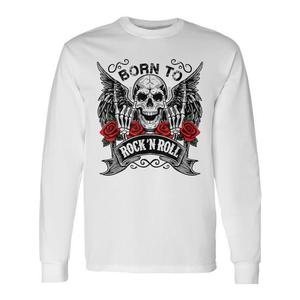 T-Shirt a Maniche Lunghe Vintage Retro Rock & Roll, Grafica Ispirata ai Concerti, Abbigliamento Promozionale da Uomo - Product Image 1