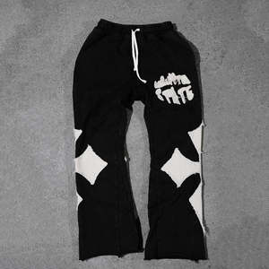 Fabricación de conjuntos de Sudadera con capucha y pantalones de chándal de algodón de peso pesado lavado con ácido parches bordados chándales con cremallera - Product Image 3