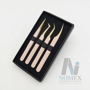 Pince à épiler professionnelle en acier inoxydable de qualité supérieure antistatique Durable Texture diamant Grip Points pointus - Product Image 5