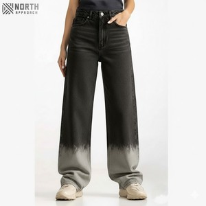 Nueva llegada de pantalones vaqueros de pierna ancha 2025, diseño personalizado, transpirables, a bajo precio, largos, anchos, pantalones vaqueros para mujer, pantalones vaqueros para mujer - Product Image 1