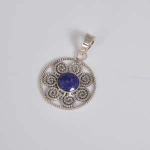 925 argent Sterling chrétien lunette réglage bleu saphir pierre précieuse pendentif bijoux élégants pour les femmes cadeau parfait pour les Occasions - Product Image 4