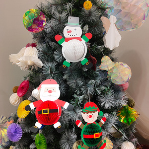 Adorno Navideño de Papel con Forma de Muñeco de Nieve, Decoración Colgante Redonda, Decoración Festiva para Pared - Product Image 2