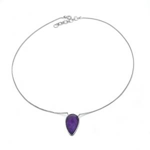 Dainty Minimalist Amethyst <b>Choker</b> Necklace Dainty <b>Sterling</b> <b>Silver</b> Wedding Jewelry with Rhodium Plating Gift Item - Product Image 3