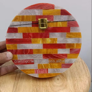 Beau sac de soirée artisanal en résine bleu blanc de style ange à vendre au meilleur prix pochette en résine de l'Inde - Product Image 1