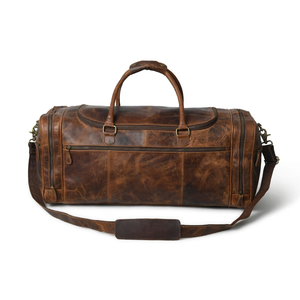 Modern Full Grain Leather <b>Travel</b> Duffel <b>Bag</b> with Zipper Closure Large Capacity <b>Weekender</b> & Gym Carry <b>Bag</b> - Product Image 1