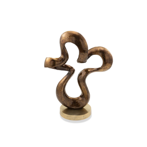 Escultura abstracta de aluminio con acabado antiguo a precios al por mayor con base de madera para decoración de mesa de hogar y oficina escultura - Product Image 1