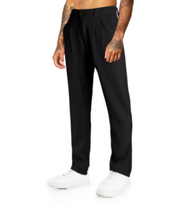 กางเกงลำลองผ้าฝ้าย100% ทันสมัยสำหรับผู้ชายน้ำหนักเบาสไตล์สตรีทแวร์ผ้าเรียบด้านหน้าเอวปานกลางตรงมีบริการ OEM - Product Image 4