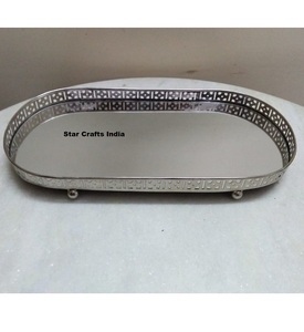 Plateau de service de luxe de 13 pouces en acier inoxydable de haute qualité plateau de service de luxe en or assiette de présentation de dîner pour le mariage - Product Image 5