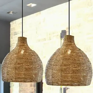 Seagrass Dropper Lampshade Handcrafted by Vietnamese Artisans Sustainable Eco Friendly Lighting Pendant Light Chandelier Lamp