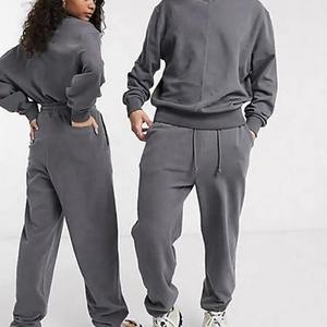 Setelan pasangan bulu katun desain OEM kustom setelan olahraga pasangan pakaian serasi untuk pasangan Tracksuit - Product Image 5