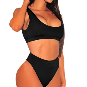 Traje de Baño de Dos Piezas Personalizado para Mujer 2024, 100% Poliéster, Secado Rápido, Transpirable, Espalda Descubierta, Estilo Brasileño, Talla Grande, Ropa de Playa - Product Image 4