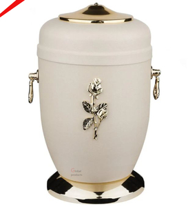 โกศใส่ศพสำหรับผู้ใหญ่ทำมือสีขาวสวยงามพรีเมี่ยม - Product Image 1