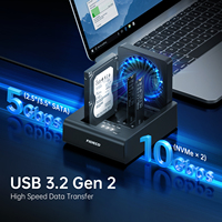 Duplicador multifunción FIDECO ABS 2,5 3,5 pulgadas SATA HDD SSD acoplamiento con ventilador de refrigeración soporte M.2 a SATA