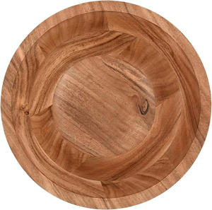 Bol à salade en bois d'acacia poli, léger (9 po x 9 po x 4 po) - MULTI CRAFT Décoration d'intérieur - Product Image 1