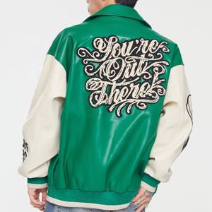 แจ็กเก็ตเบสบอลหนังสไตล์สตรีทสำหรับผู้ชายเสื้อแจ็กเก็ตบอมเบอร์แจ็คเก็ตเบสบอลเลตเทอร์แมนสำหรับผู้ชายวิทยาลัย - Product Image 4