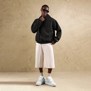 Moda Rhinestone Sudadera con capucha para Mujeres Hombres de gran tamaño Bling logotipo personalizado Hip Hop Streetwear sudadera - Product Image 5