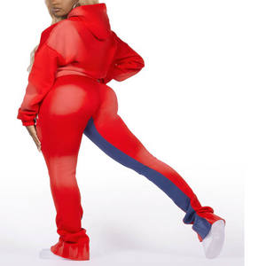 Ensemble de survêtement sport pour femme, taille extra haute, coupe ajustée, veste zippée et pantalon de jogging pour le fitness et le confort - Product Image 2