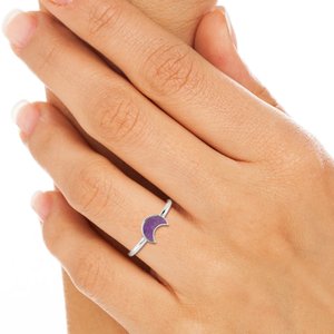 แหวนซ้อนกันได้สีเงินสเตอริง925แบบคลาสสิกฝาปิดตั้งรูปดวงจันทร์รูปทรงดวงจันทร์เป็นชิ้นธรรมชาติทันสมัยสำหรับงานแต่งงานงานหมั้น - Product Image 3