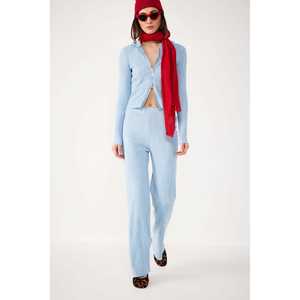 Pantalon décontracté côtelé à taille élastique, doux, 100% polyester - Product Image 1