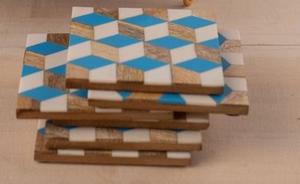 Posavasos de nogal con incrustaciones de hueso con estilo tradicional de alta demanda con soporte Ideal para mesa de comedor y uso en fiestas - Product Image 2