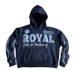 Sweat à capuche tendance hiver 100% coton camouflage coupe ample délavé à l'acide et au sel, impression numérique et sérigraphie - Product Image 1