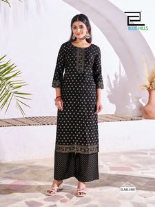 Indian & Pakistani Designer Ethnic <b>Kurti</b> Plazo Collection Women's Rayon <b>Kurti</b> with Plazo Low Price Market Wholesale Price India - Product Image 2