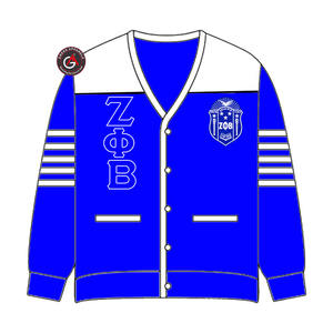 Cardigans en acrylique pour femmes Zeta Phi Beta avec broderie fine |   Pull cardigan brodé personnalisé pour femmes ZOB Sorority - Product Image 1