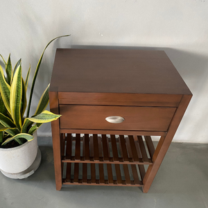 Mesita de noche o armario de madera personalizable de diseño moderno color cereza para dormitorio o sala de estar para el hogar, muebles para apartamento - Product Image 1