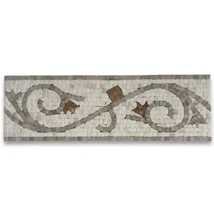 กระเบื้องไม้สีขาวลายดอกไม้ B0078T 5.9x18.5กระเบื้องเคลือบเงาหินอ่อนโมเสกขอบสำหรับตกแต่งภายในห้องไฟร์บริก - Product Image 1