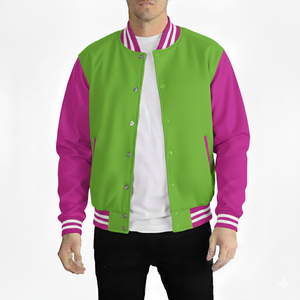 Chaqueta Varsity de Forro Polar Personalizada de Alta Calidad 2026, Chaqueta Bomber Varsity de Estilo Urbano Transpirable y Elegante para Hombre, MOQ Bajo 2 Piezas OEM - Product Image 1