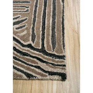 พรมจาไพร์ FR Tahn-11 สีเบจและสีน้ำตาล ทอมือจากขนสัตว์ ลายแบบโบโฮ สำหรับห้องนั่งเล่นหรือทางเดิน - Product Image 4