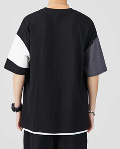 Personnalisé de haute qualité hommes été décontracté à manches courtes T-Shirt rue imprimé Patchwork lavé Technique blanc personnalisable - Product Image 6