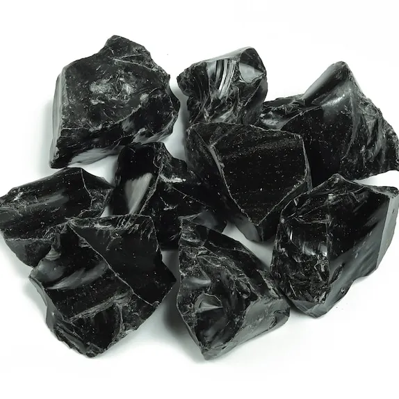 Toptan doğal siyah Obsidian mineraller ham taş yığın şifa kristal obsidyen işlenmemiş taş ev ve bahçe dekorasyon için