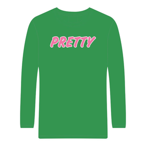 T-shirt à manches longues rose pour fille, vêtements de sororité grecque, vêtements de sororité universitaire rose et vert pour femmes, vêtements grecs élégants - Product Image 3