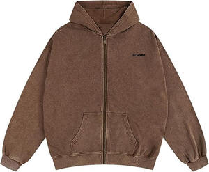 Sudadera con capucha recortada para hombre Fabricación de sudaderas con cremallera doble Zip Ups Heavyweight Zip up Hoodie100 % algodón, cremallera completa, calle - Product Image 1