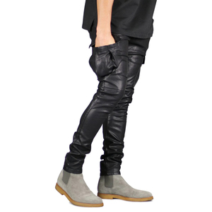 <b>Men's</b> New Style Casual <b>Leather</b> Pants Slim Fit Solid Color High Mid Waist Lightweight Winter Autumn Online Fashion - Product Image 4