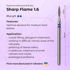Premium Diamond Cuticle <b>Nail</b> Bit Sharp Flame 1.6mm Blue Grit for <b>Nail</b> Salon Use - Product Image 3