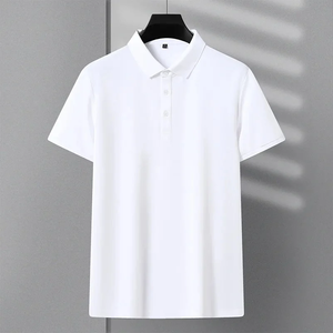 เสื้อยืดผู้ชายแขนสั้นผ้าคอตตอน100% ใหม่สำหรับฤดูร้อนเสื้อแนวธุรกิจลำลองผ้าไอซ์ซิลค์ทรงหลวมสีพื้นกันยับ - Product Image 6