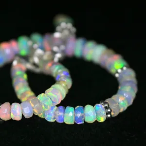 Unisex Vòng đeo tay mặt đính cườm Opal đồ trang sức làm 925 bạc Opal Vòng đeo tay đa lửa Opal đính cườm