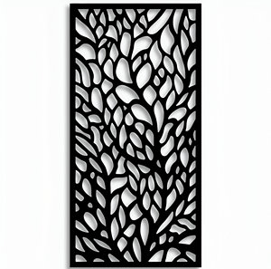 Black Metal Laser Cut Privacy Screen Fence Modern Outdoor Decorative Panel Weatherproof <b>Partition</b> Wholesale Export from India - Product Image 3