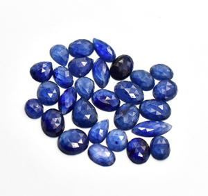 Cabujón de corte de Rosa facetado de zafiro azul Natural de grado AAA, piedra preciosa trasera plana suelta para la fabricación de joyas - Product Image 2