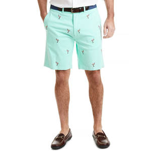 กางเกงขาสั้นปักลำลองสำหรับผู้ชายดีไซน์ใหม่สีพื้นแห้งเร็วฉลากส่วนตัว - Product Image 1